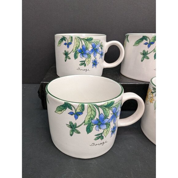Majesticware by Sakura Geranium Coffee Mugs 1997 Designed by Sue Zipkin Set of 4 - Picture 2 of 8